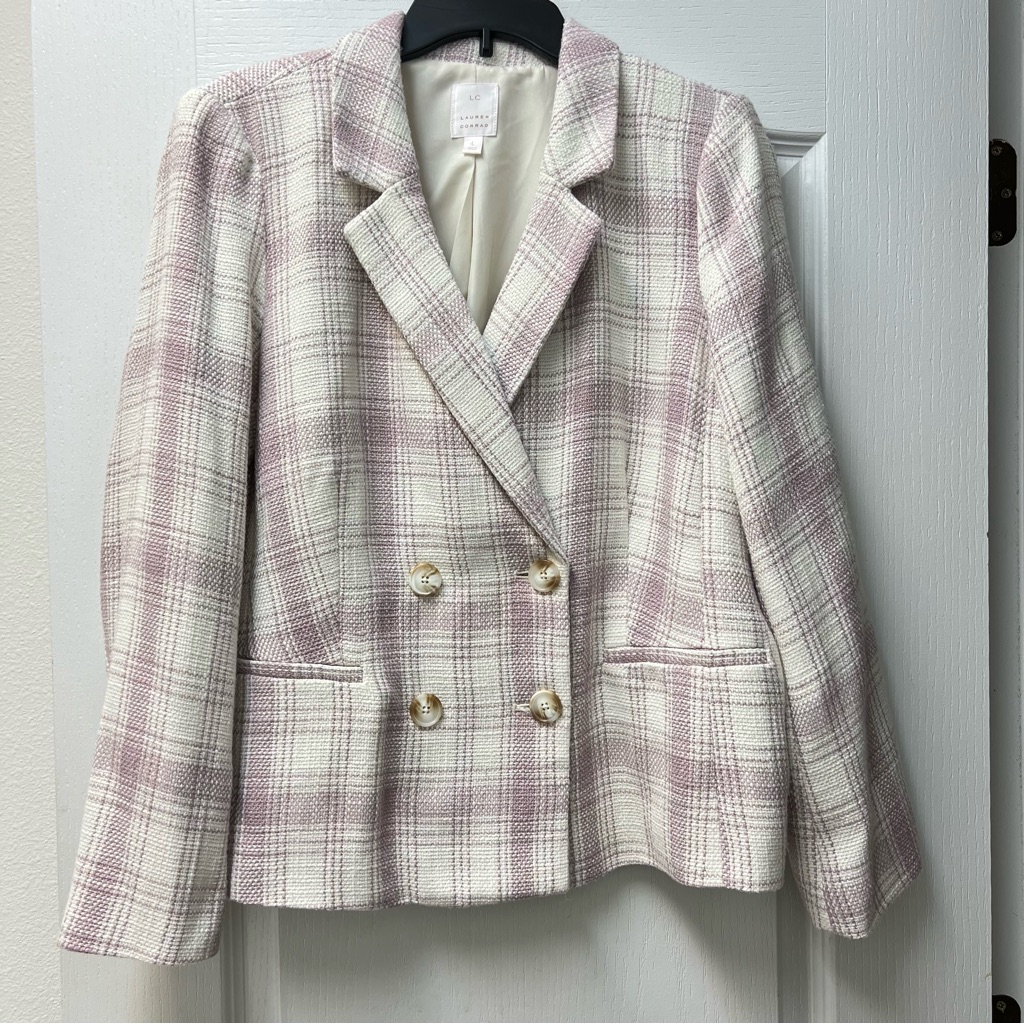 Nwt Lc Lauren Conrad Lilac And Soft White Lined Blazer Sz Large
